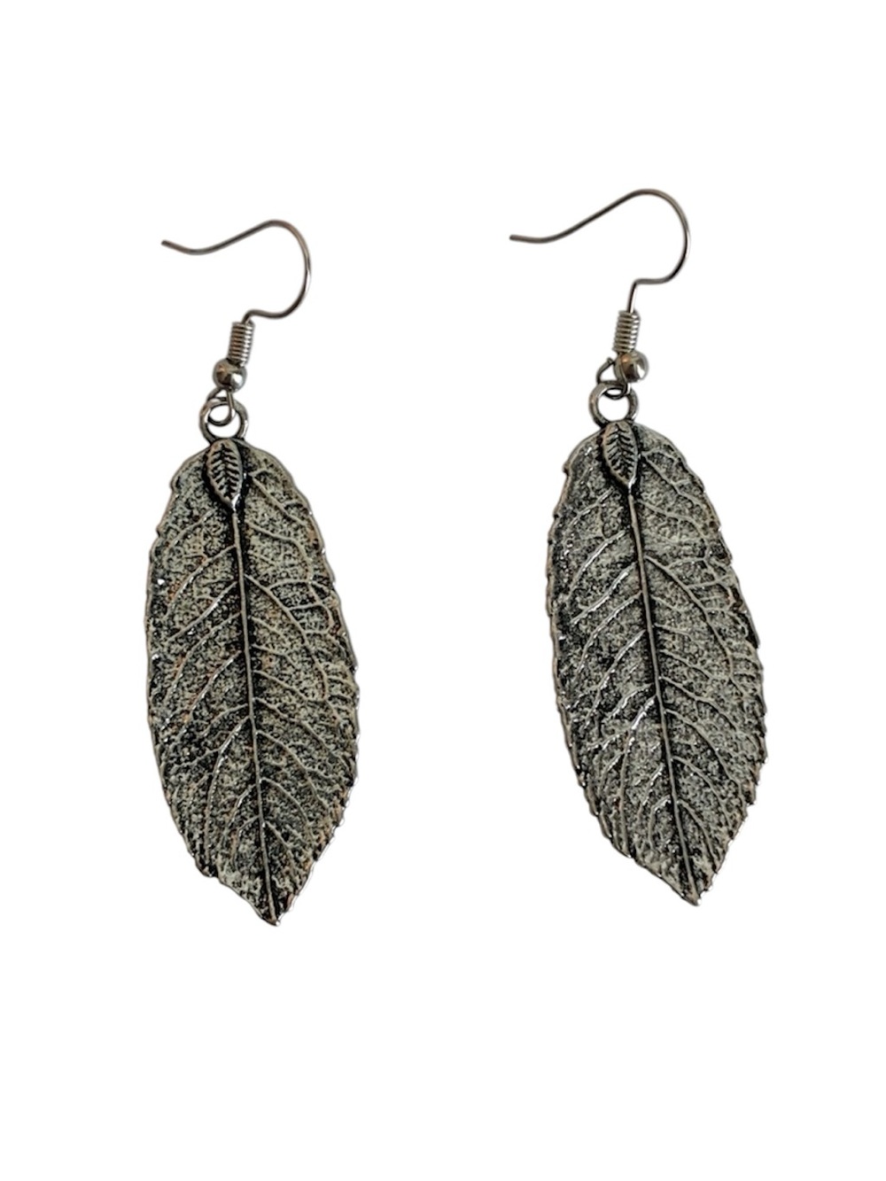 Vintage Silver Leaf Boho Dangle Earrings - Elegant Women’s Jewelry